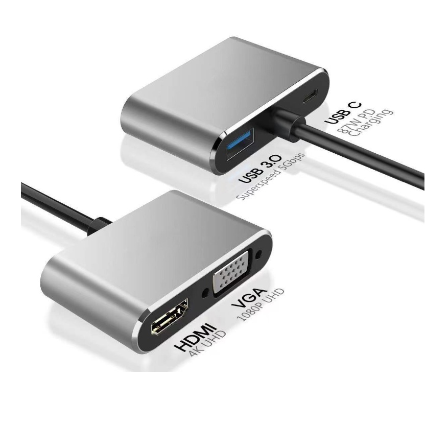 Cáp chuyển USB Type-c ra 4 cổng HDMI/ VGA/ USB và cổng sạc hỗ trợ chế độ Dex