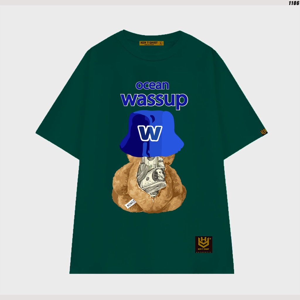 Áo thun tay lỡ nam nữ unisex form rộng Gấu Wassup 1106