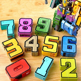 Bộ đồ chơi chữ số biến hình robot (loại to), robot số biến hình (0-9), đồ chơi giáo dục sớm cho bé