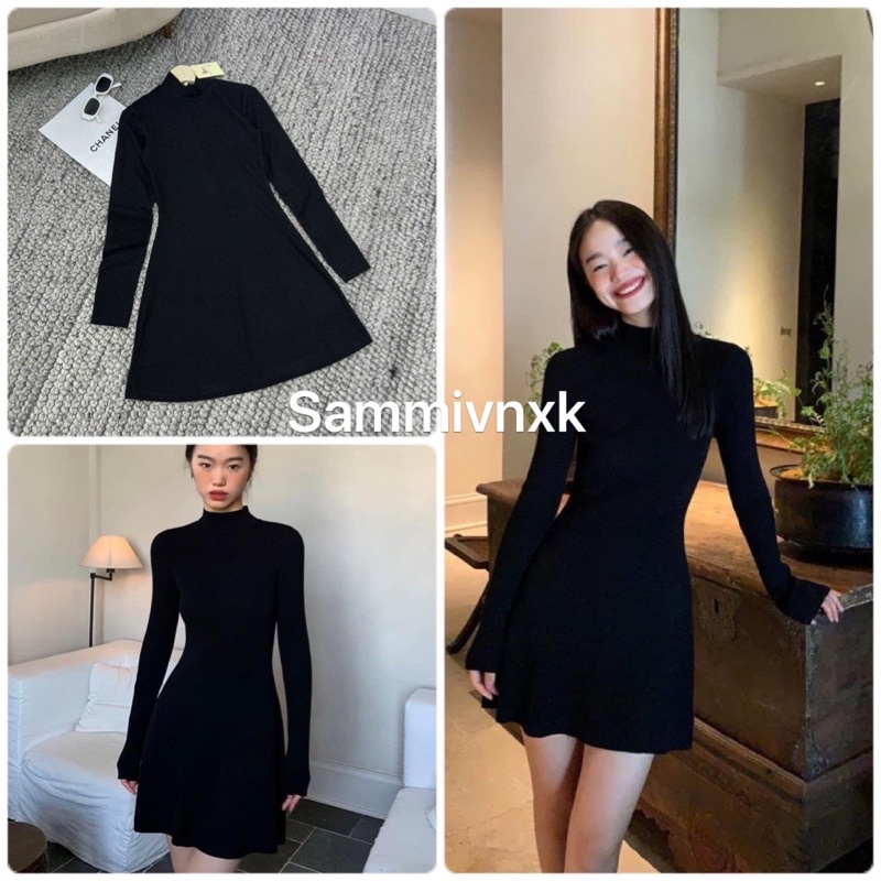 V102-Đầm cổ lọ tay dài dáng xoè ngắn Sammivnxk⭐️Freeship