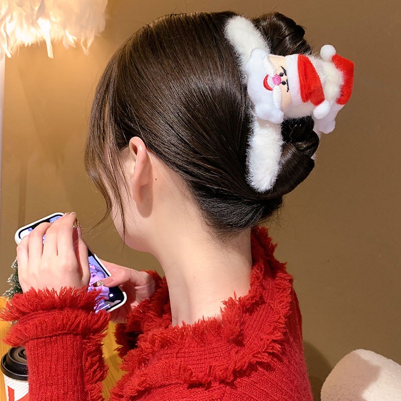Kẹp Tóc Giáng Sinh Bằng Lông Nhung Mềm Mại Dễ Thương Xinh Xắn