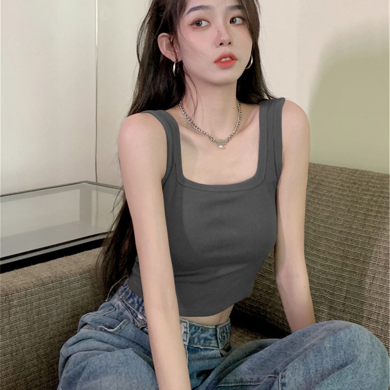 Áo hai dây SUXI thể thao có mút đệm ngực thiết kế hở lưng đơn giản cho nữ