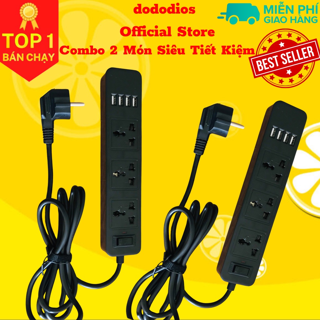 combo 2 Ổ cắm điện đa năng có sạc nhanh PD 20W cổng USB + typeC, 4-6 lỗ cắm tải 2500W an toàn chống giật, chịu nhiệt