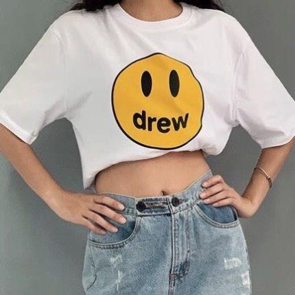 Áo đôi nam nữ, áo thun cặp đôi in hình drew đáng yêu cổ tròn chất co giản không bong tróc