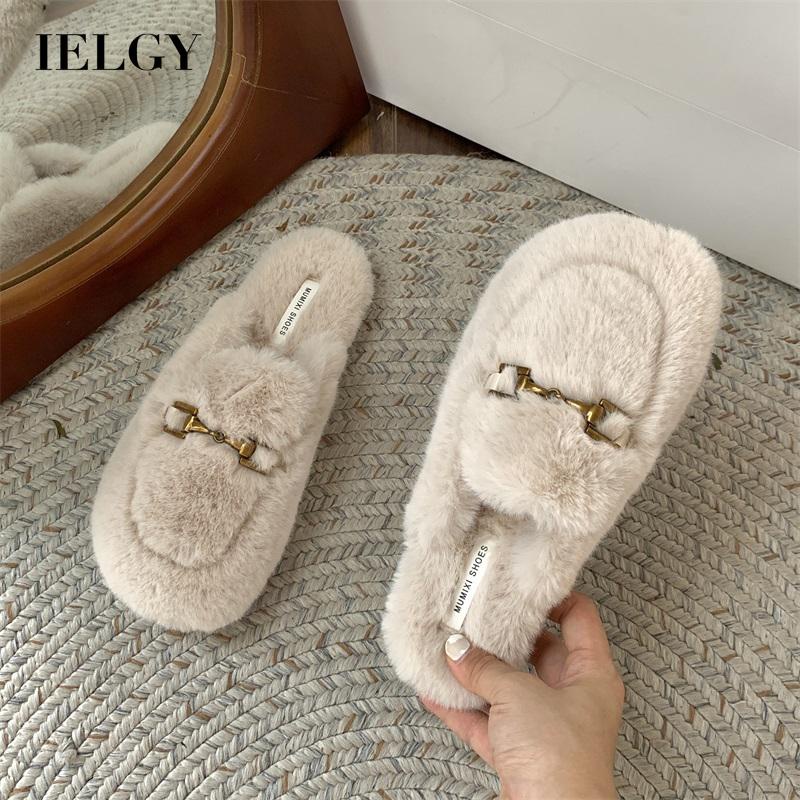 Ielgy Dép Bông Đi Trong Nhà Văn Phòng Khóa Kim Loại Cho Nữ