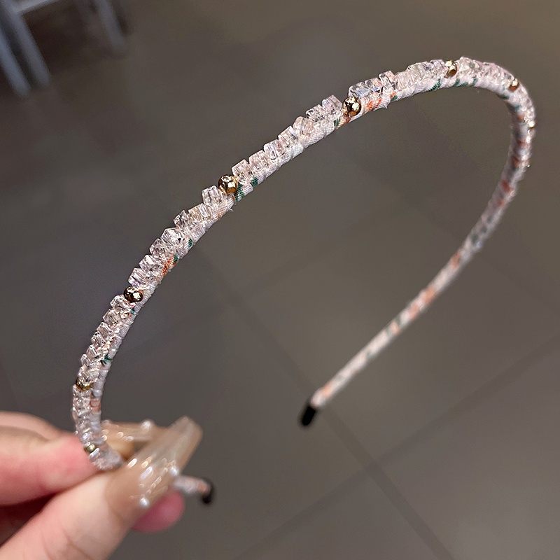 Băng Đô Cài Tóc Đính Pha Lê Siêu Mỏng Rửa Mặt Thời Trang Hàn Quốc Cho Nữ