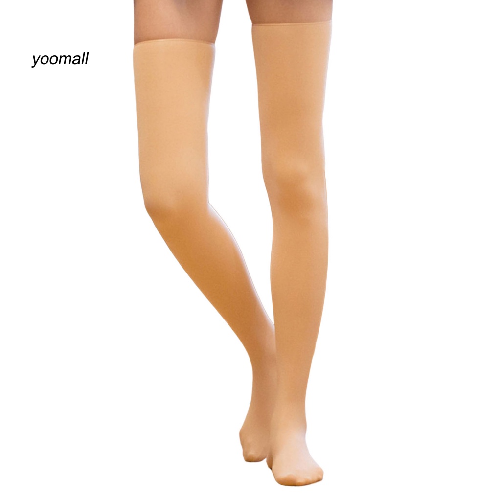 1 Đôi Vớ Dài Đến Đầu Gối Vải Lông Cừu Màu Đen Chống Nhăn Thời Trang Mùa Đông