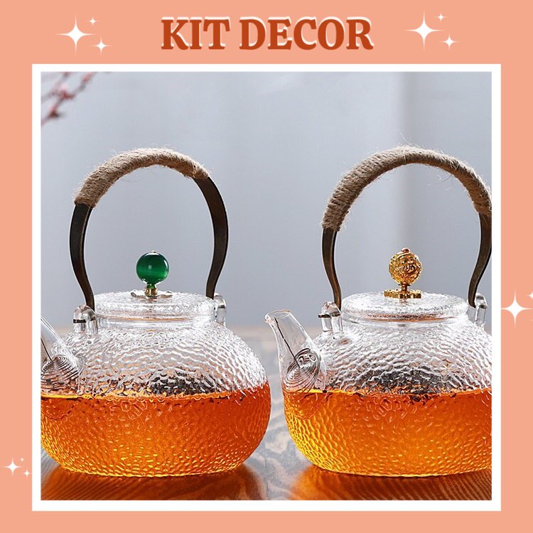 Ấm Trà Chịu Nhiệt Vân Sần Kiểu Nhật Bản - Chất Liệu Thủy Tinh Borosilicate Cao Cấp Chịu Nhiệt Tốt (900ml)