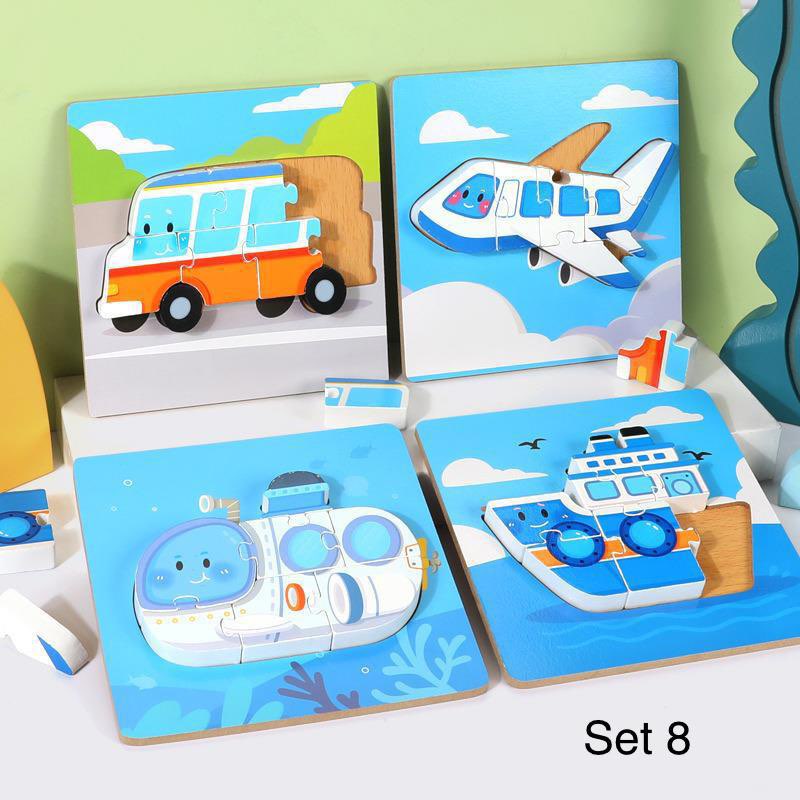 Set Tranh Ghép Hình 3D Gỗ Nổi Nhiều Mẫu Cho Bé Trai Bé Gái - Shop Đồ Chơi Trẻ Em Moykids