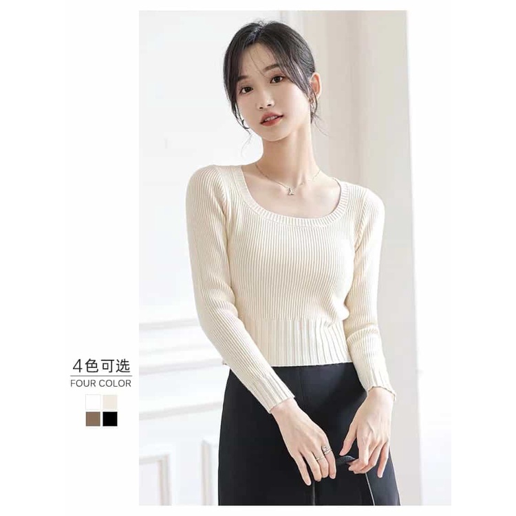 Aphrod Áo Thun Dệt Kim Mỏng Tay Dài Dáng Ôm Thời Trang Cho Nữ