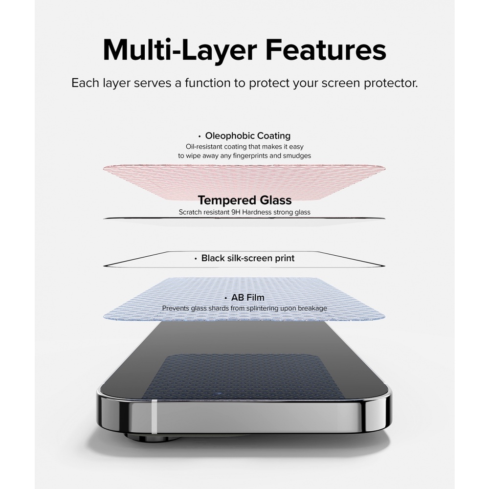 Cường lực Ringke cho iPhone 15 Pro Max / 15 Pro / 14 Pro Max / 14 Pro / 14 Plus / 13 mini / 13 / 13 Pro / 13 Pro Max