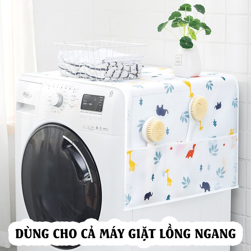 [HÀNG CÓ SẴN] Khăn phủ tủ lạnh máy giặt chống bụi có túi đựng đồ dày dặn
