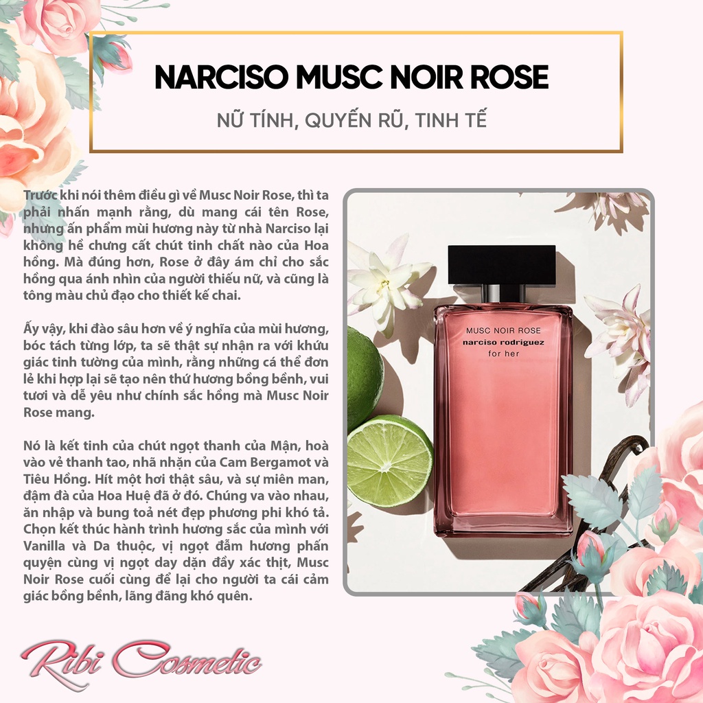 Nước Hoa Nữ Narciso Hồng, Narciso Trắng, Nar Đen, Musc Noir Rose Ribicosmetic