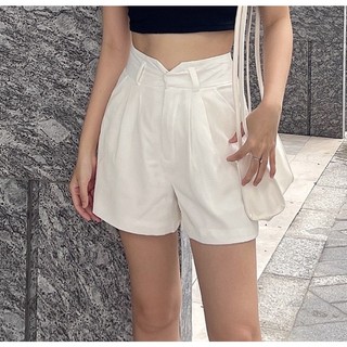 Quần short đùi lưng cao cách điệu chữ V Thời trang thiết kế ONHouse chất liệu tuyết mưa tôn éo dáng Q040