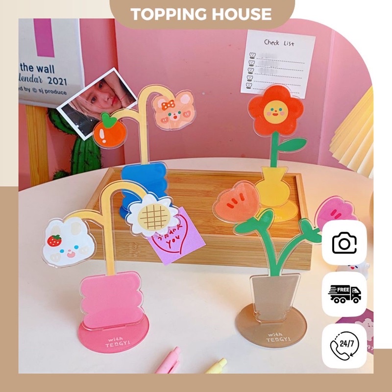 Kẹp Giấy Ghi Chú, Ảnh Decor, Trang Trí Để Bàn, Treo Postcard, Sticker, Thiệp Hoa Khô - Topping House - DC08