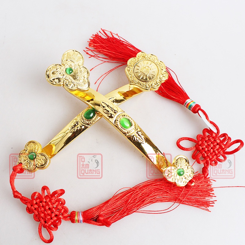 Đồ thờ cúng Gậy Như Ý đặt bàn thờ Thần Tài bằng đồng mạ vàng chiêu tài lộc - may mắn - giàu có- Vật phẩm phong thủy
