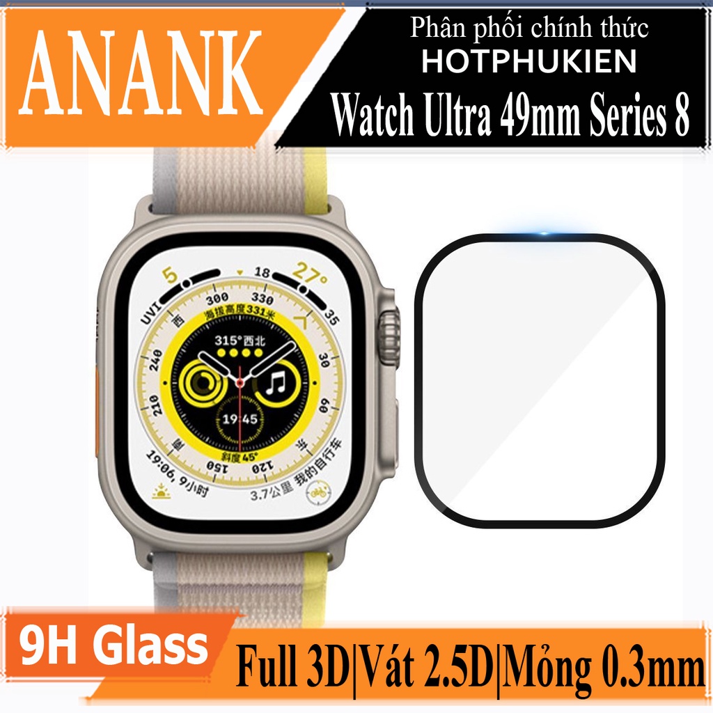 Miếng dán kính cường lực Full 3D cho iWatch Ultra 49mm Series 8 hiệu ANANK Protector Pro