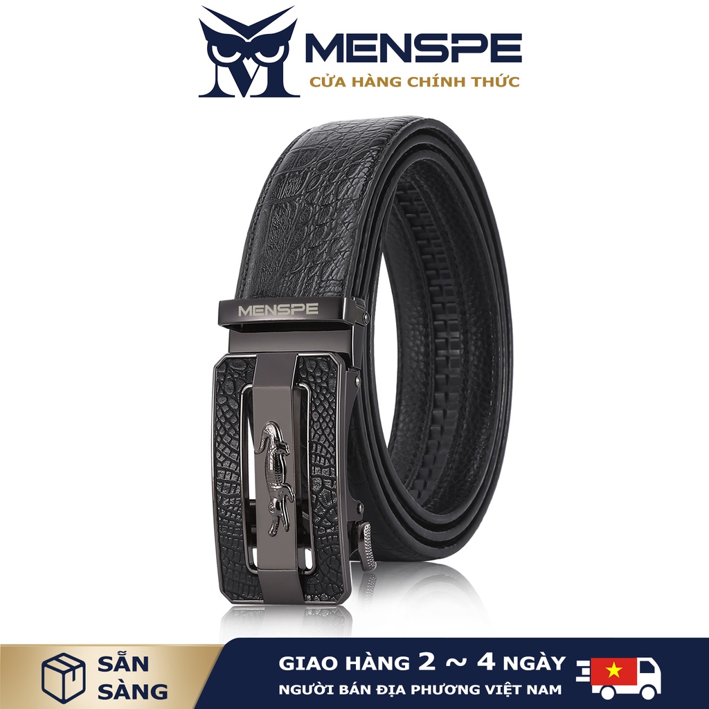 Thắt lưng MENSPE từ da bò thật 3.5cm mặt kháo kim loại thời trang chất lượng cao cho nam