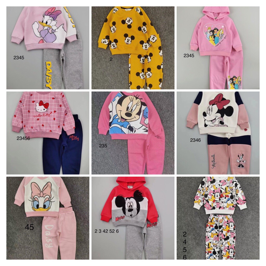 Bộ nỉ cho bé gái từ 2-6 tuổi tương đương 11-23kg