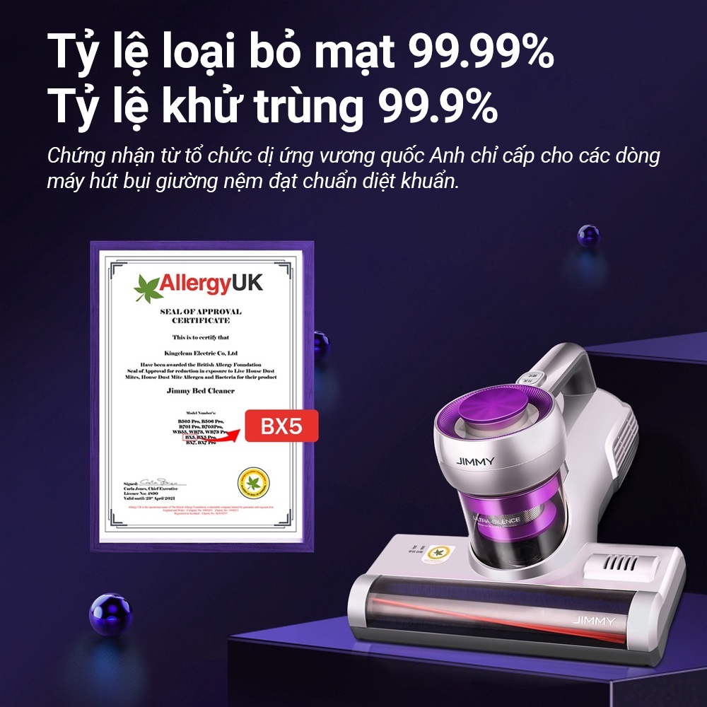 Máy hút bụi giường nệm diệt khuẩn UV Sóng âm diệt 99,9% JIMMY BX5 600W dễ tháo lắp vệ sinh Hàng Chính Hãng Bảo Hàng 12 T | BigBuy360 - bigbuy360.vn