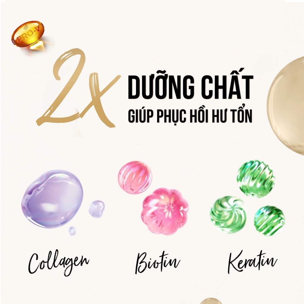 Combo Pantene Phục Hồi Hư Tổn: Dầu gội 900ml + Kem xả 3MM 480ml