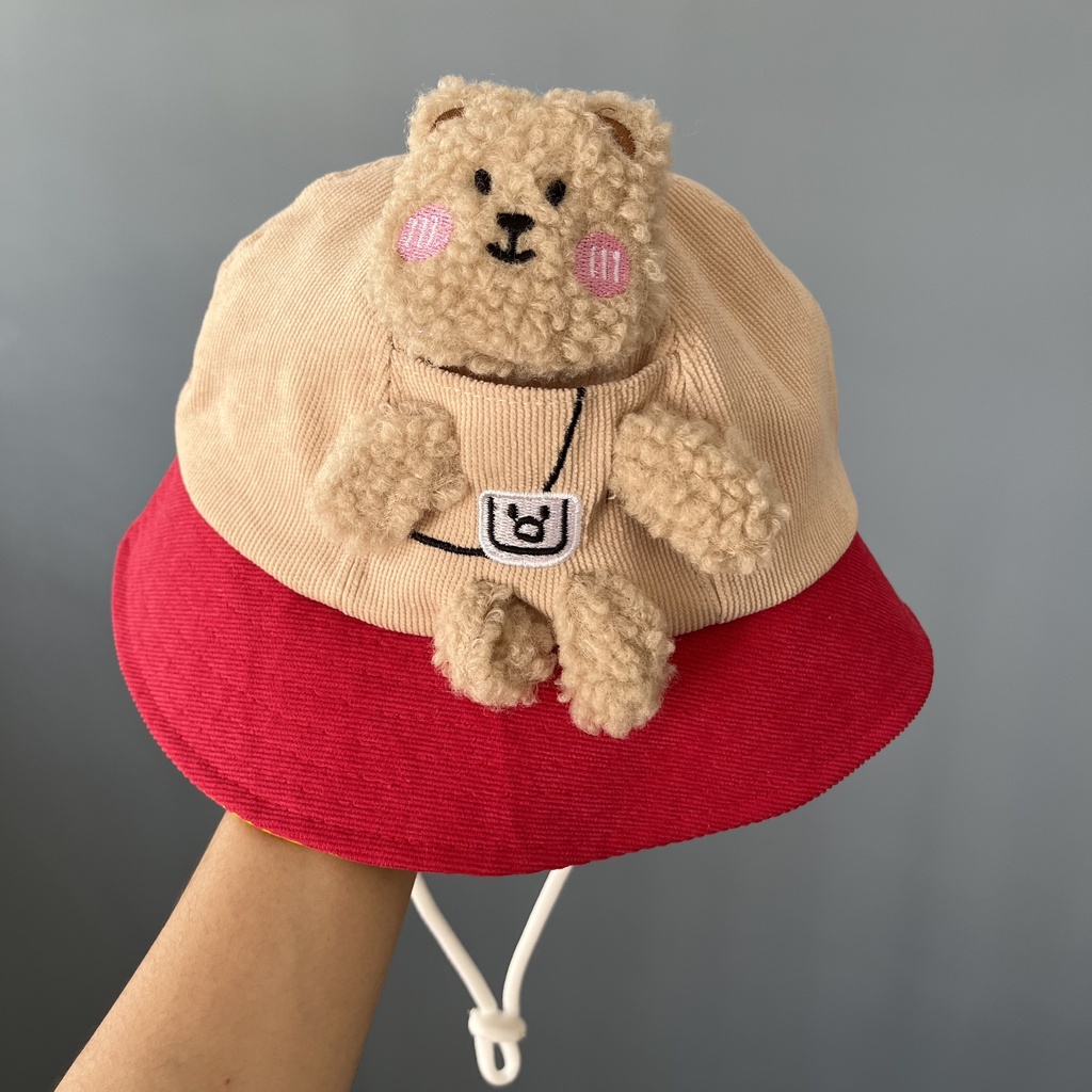 Mũ tai bèo họa tiết Gấu Xù phong cách Hàn Quốc thời trang dễ thương cho bé