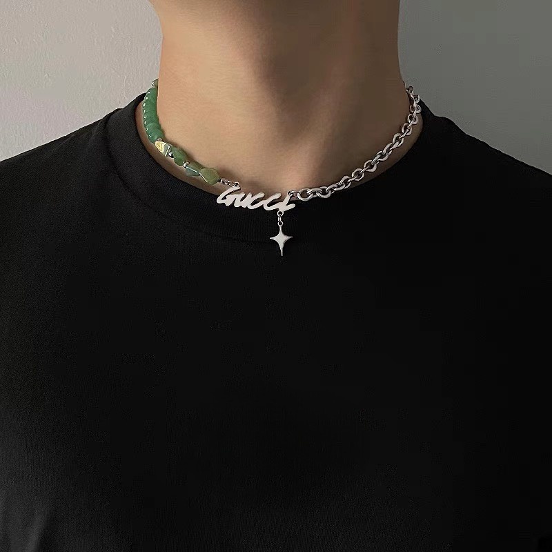 Vòng cổ nam nữ titan màu bạc ngọc LOKI độc đáo cá tính phong cách đường phố - Dây Chuyền chuỗi G Chain