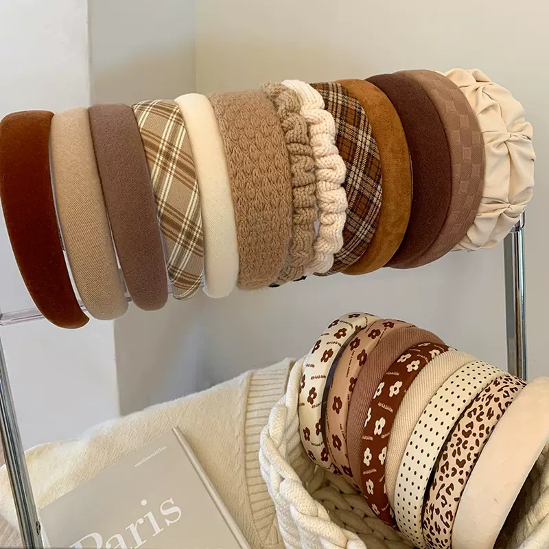 Băng Đô Cài Tóc Bản Rộng Thiết Kế Đơn Giản Phong Cách Vintage Thanh Lịch