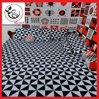 ga giường kích thích thị giác cho trẻ sơ sinh hình đa giác đen trắng vải thun cotton mềm không phai màu, không xù lông