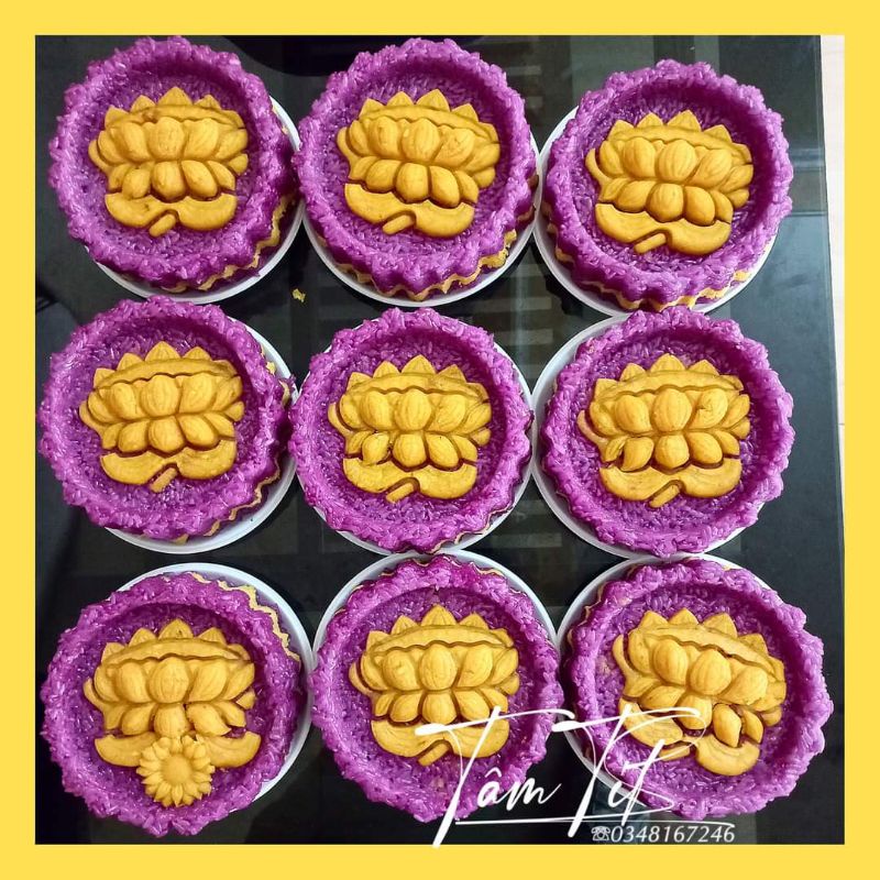 Khuôn xôi tròn hình hoa sen khía size đại 13cm nhựa cứng bền (kèm ảnh thật)