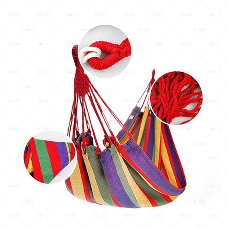 Võng Treo Cắm Trại Du Lịch Màu Cầu Vồng Dày Dặn Tiện Lợi