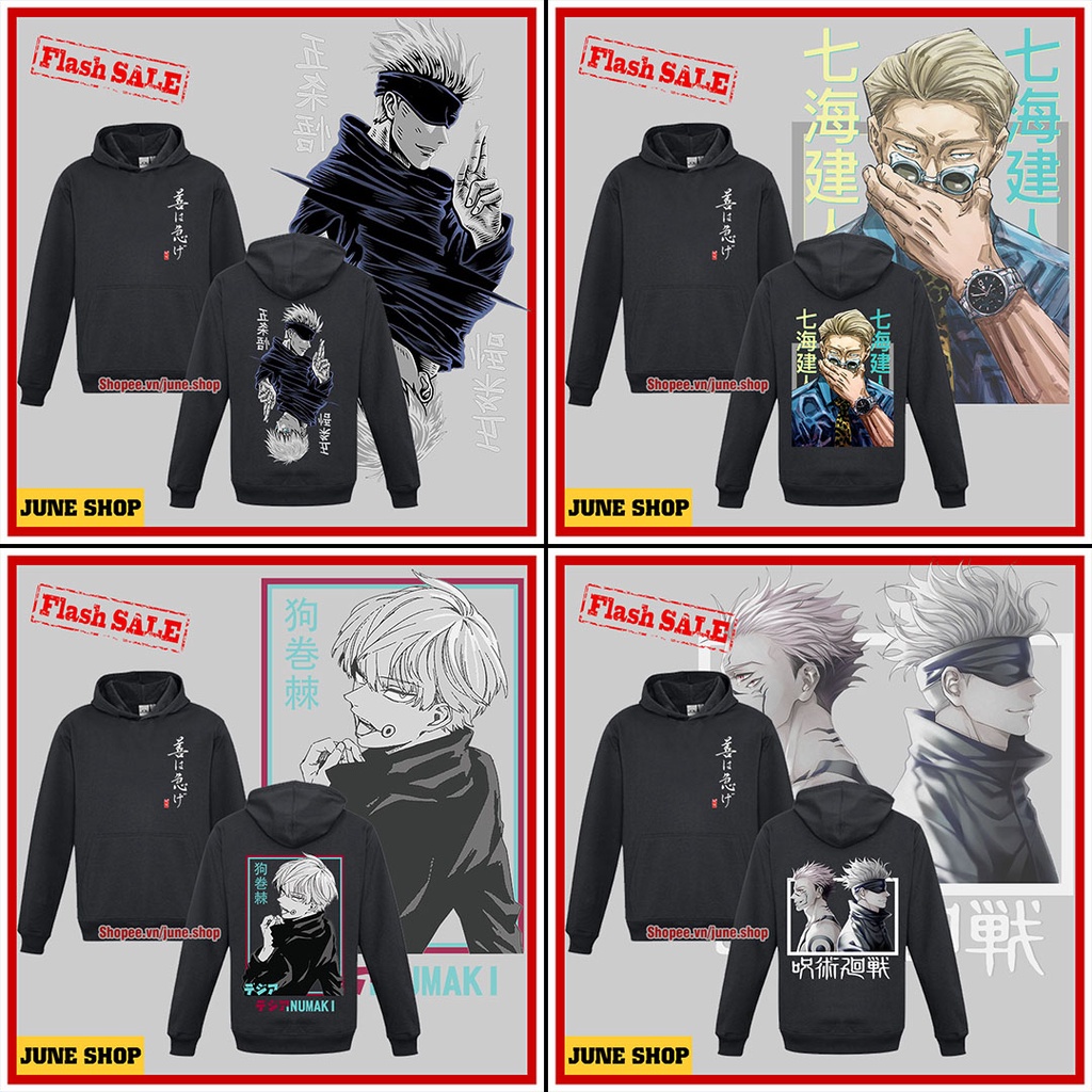 Áo Hoodie Jujutsu Kaisen, Áo Khoác Anime in hình Gojo Satoru chất nỉ bông