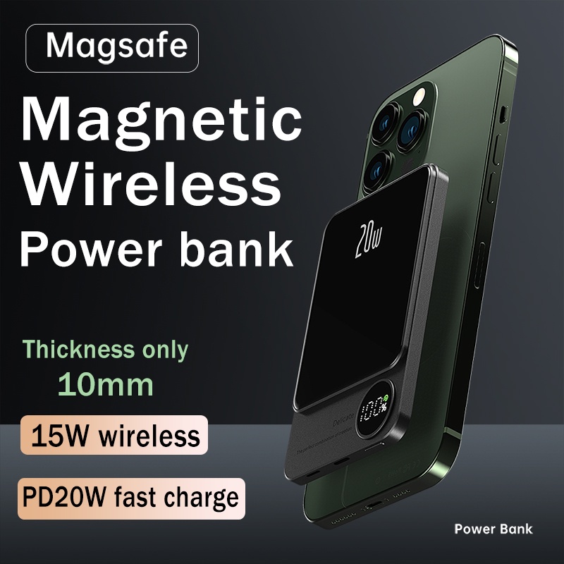 Pin Sạc Dự Phòng Không Dây 10000mAh PD20W Magiafing Sạc Nhanh Cho Iphone 15W Huawei