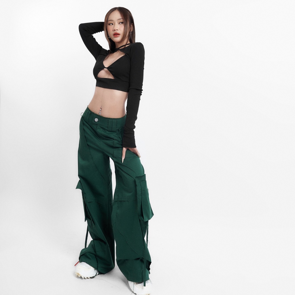 Quần túi hộp nữ cargo K.I Onism crago pant màu xanh rêu - Cargo pant minidrop22 ONISM