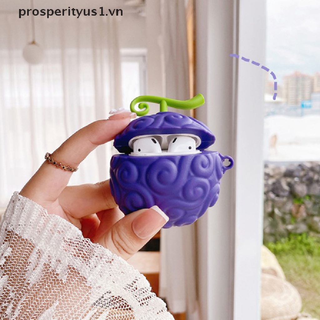 Vỏ Bảo Vệ Hộp Sạc Tai Nghe Airpods 1 2 Pro 3 2021 Bằng Silicon Hình Trái Cây Ác Quỷ Anime 1