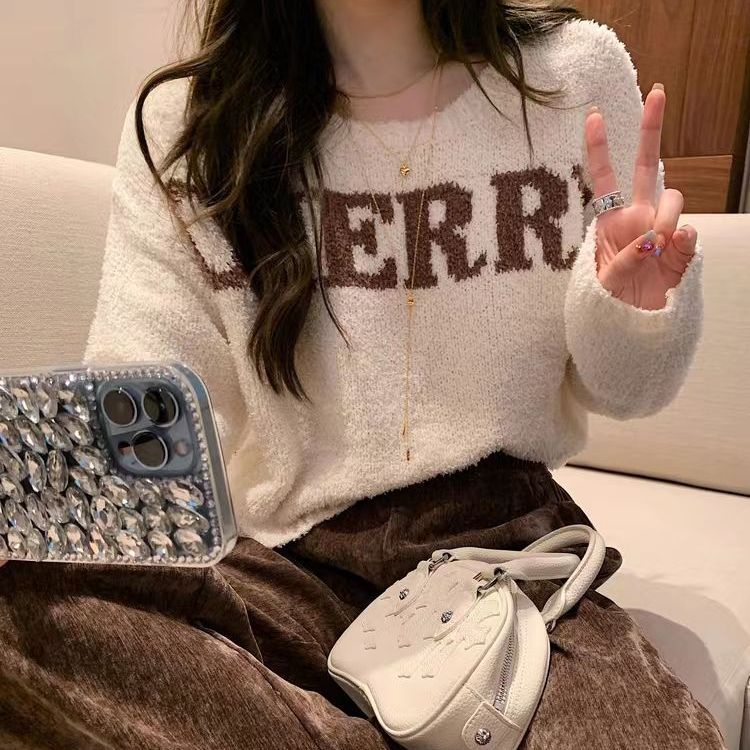 Jiashucheng Áo Sweater Tay Dài In Chữ Màu Sắc Tương Phản Thời Trang Mùa Thu Cho Nữ