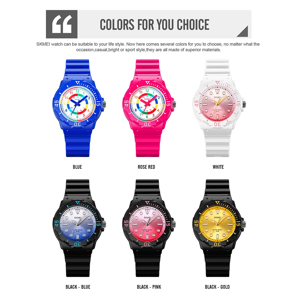 Đồng Hồ Đeo Tay Chống Nước 24 Giờ Cao Cấp SKMEI Dành Cho Bé Trai Và Bé Gái 50M