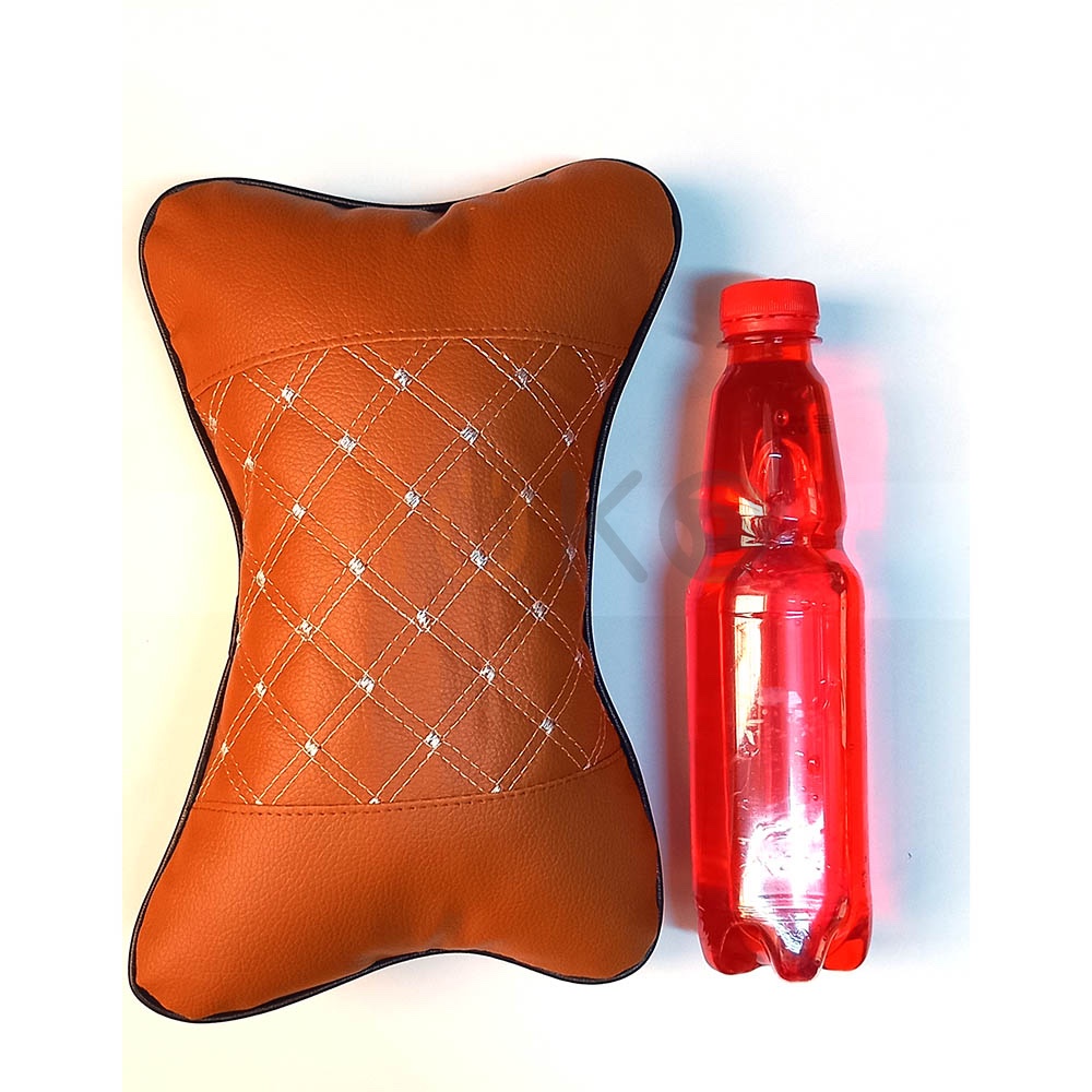 Gối tựa đầu xe hơi, ô tô bằng da cao cấp kẻ chỉ nhiều màu