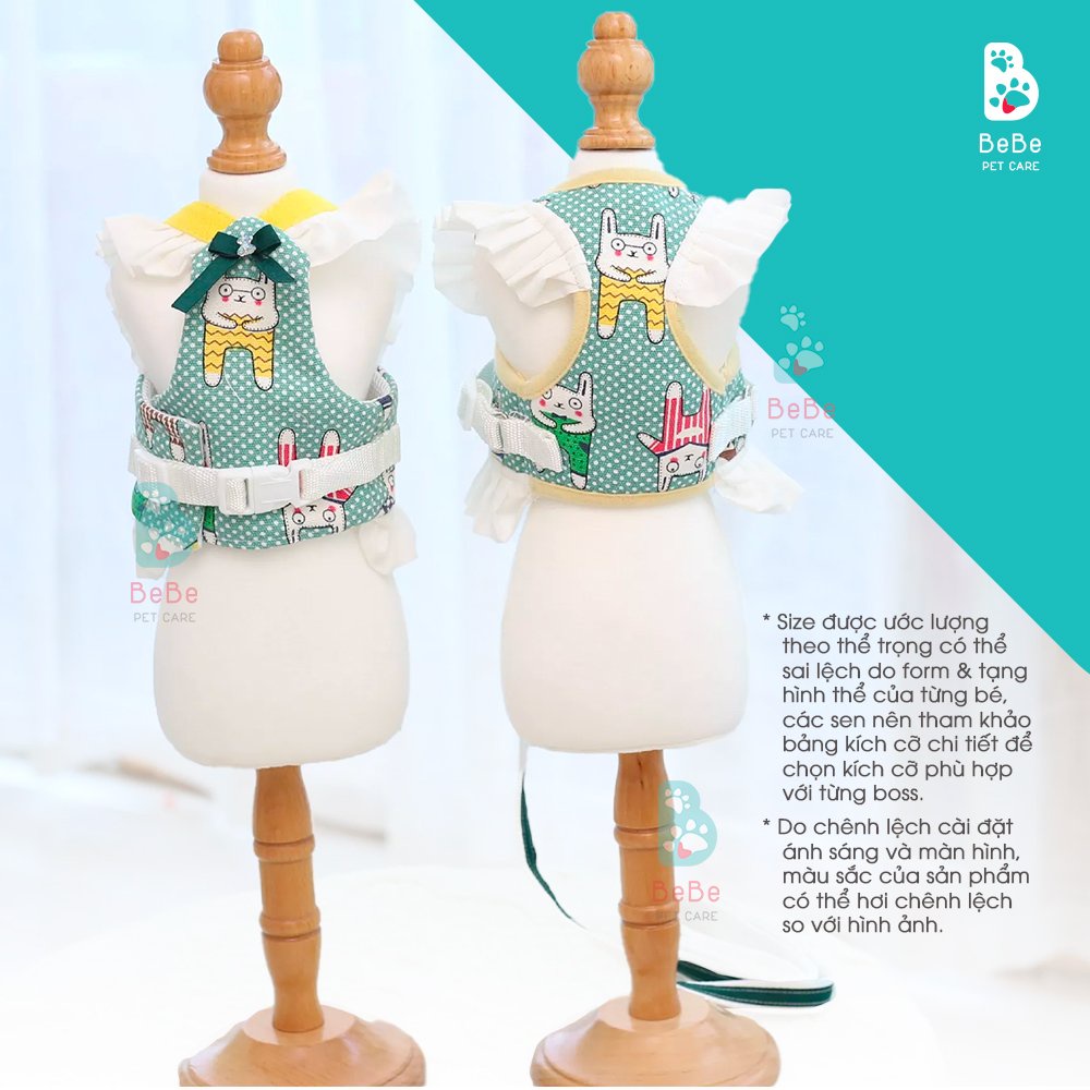 [Siêu Đáng Yêu] Dây Dắt Thú Cưng Xinh Xắn Kèm Đai Yếm Thoáng Khí - Tiện Lợi Khi Đi Dạo Cùng Boss