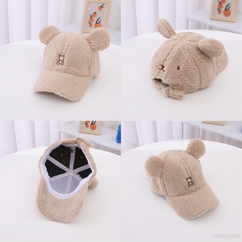 Mũ Lưỡi Trai Nhung Lông Thêu Trang Trí Hình Hoạt Hình Dành Cho Trẻ Nhỏ