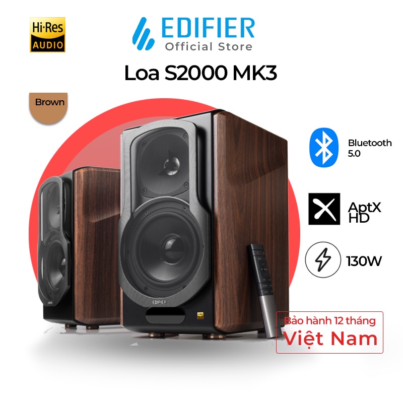 Loa Bluetooth 5.0 EDIFIER S2000 MK3 Bookshelf active Công suất 130W Hires Audio kết nối AptX HD Hãng chính hãng