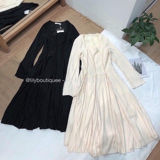 Váy cổ vuông gân 2 lớp