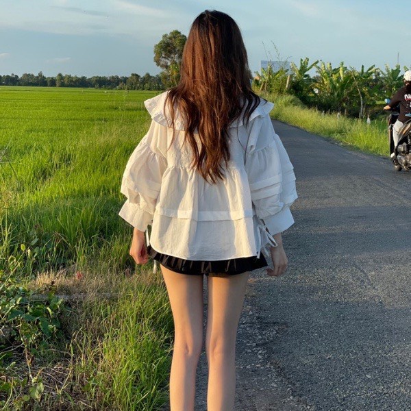Áo baby doll tay phồng vải đũi hàn