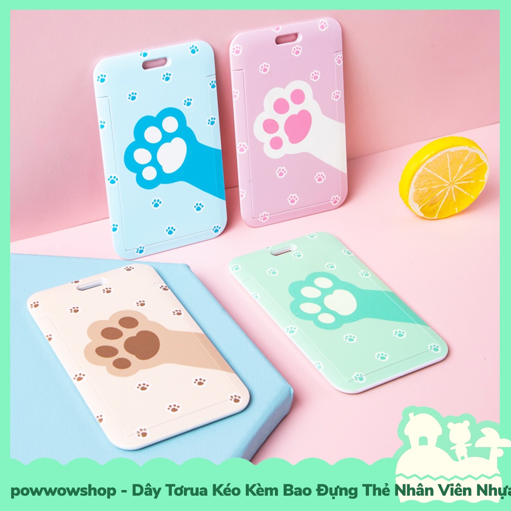 [Sẵn VN - Hỏa Tốc] Dây Móc Tơrua Kéo Bao Đựng Thẻ Nhân Viên Phong Cách Chân Mèo Cat Paw Đáng Yêu