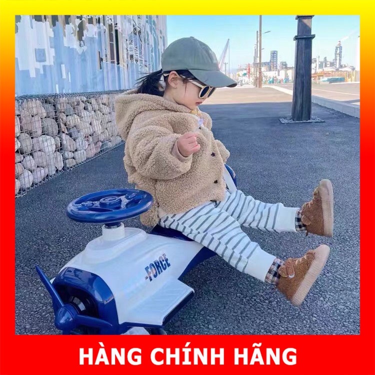 Xe lắc cho bé hình máy bay, Xe chòi chân cao cấp kèm đèn nhạc