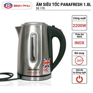 Ấm đun siêu tốc 1.7L Panafresh SK-178 Inox có đèn led nhập khẩu Malaysia