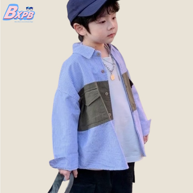 Áo Sơ Mi Cotton Trơn Tay Dài Dáng Rộng Thoải Mái Thời Trang Cho Bé Trai 3-15 Tuổi