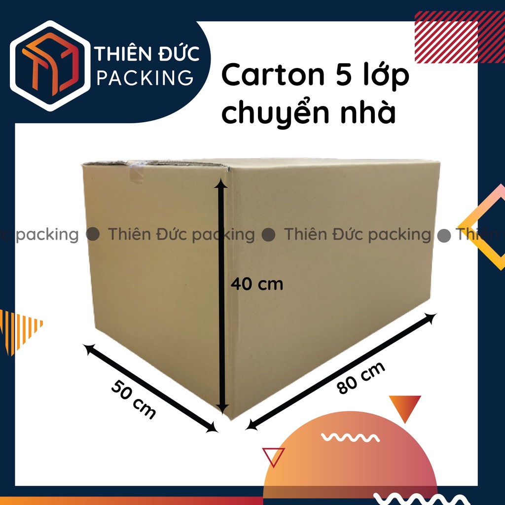 COMBO 5 Thùng Carton 80x50x40 Đóng Hàng, Chuyển Nhà (5 Lớp Sóng AB)