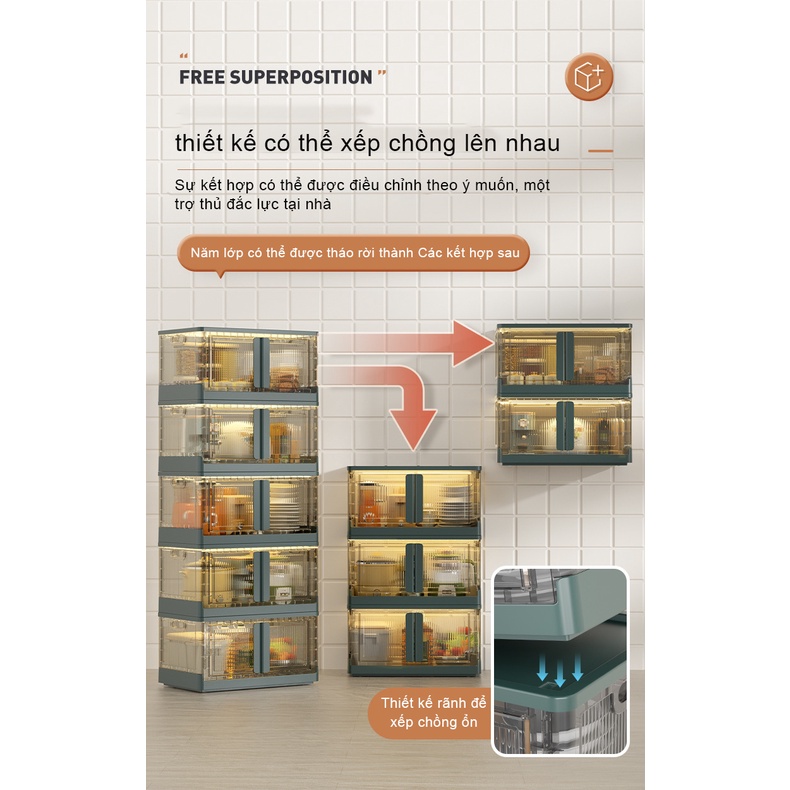Có thể gấp lại Cài đặt miễn phí Hộp Đựng Đồ Lớn Bằng Nhựa Trong Suốt có nắp và bánh xe 32L / 72L