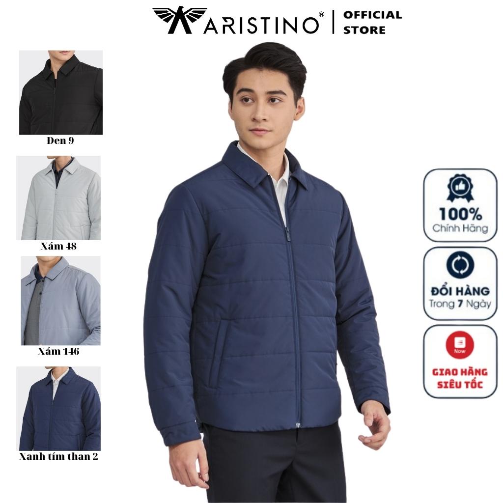 Áo khoác chần bông nam Aristino AJK026W2 Jacket dáng Regular fit suông vừa cổ Đức đuôi tôm trơn màu vải Polyester